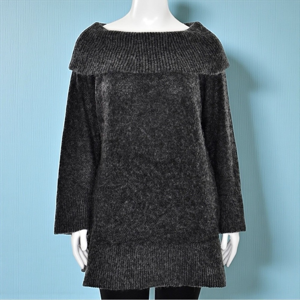 Eileen Fisher Women’s Mohair Blend Cowl Neck Pullover Sweater in Gray Size Small